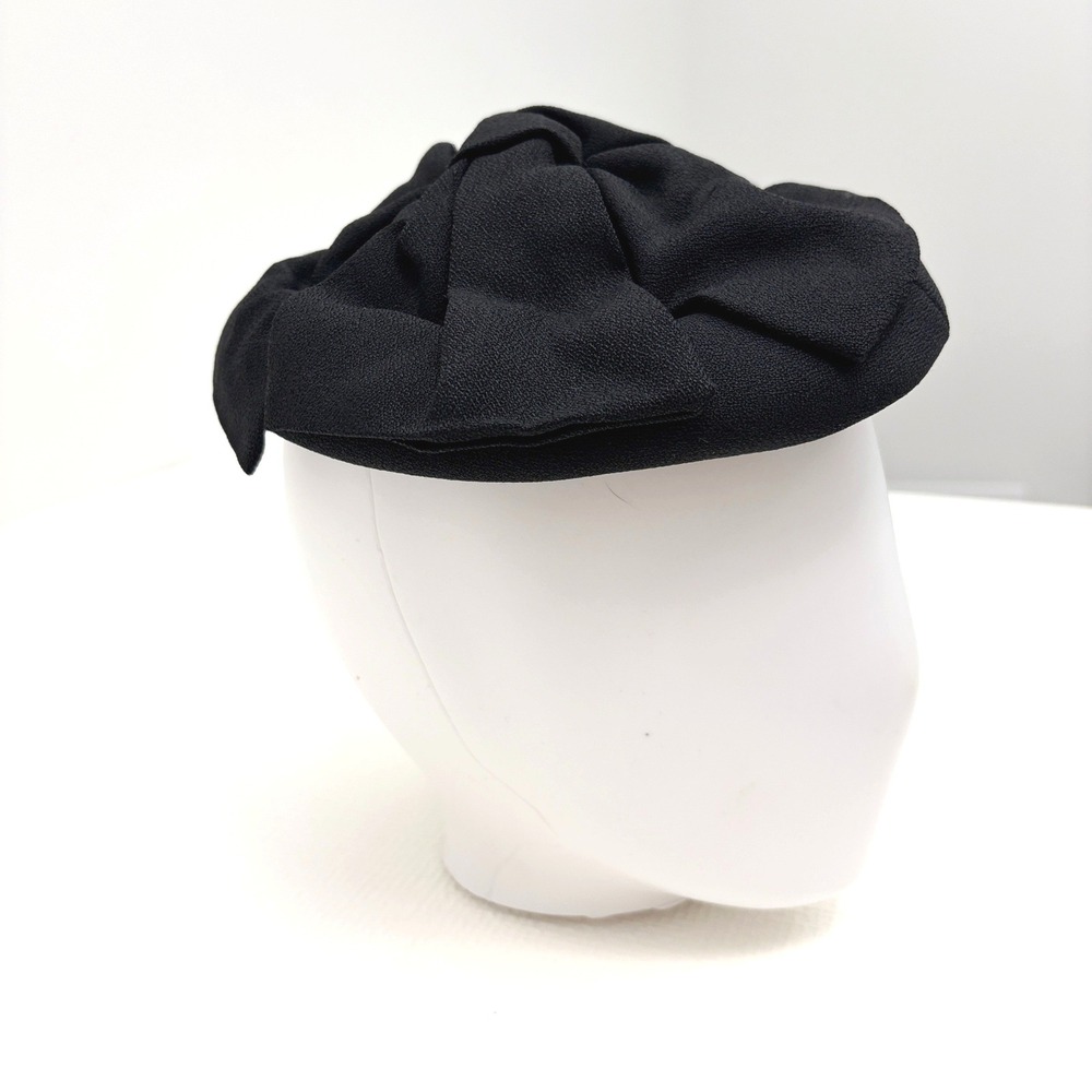 Vintage Pillbox Cocktail Hat Bow Fascinator One Size Black